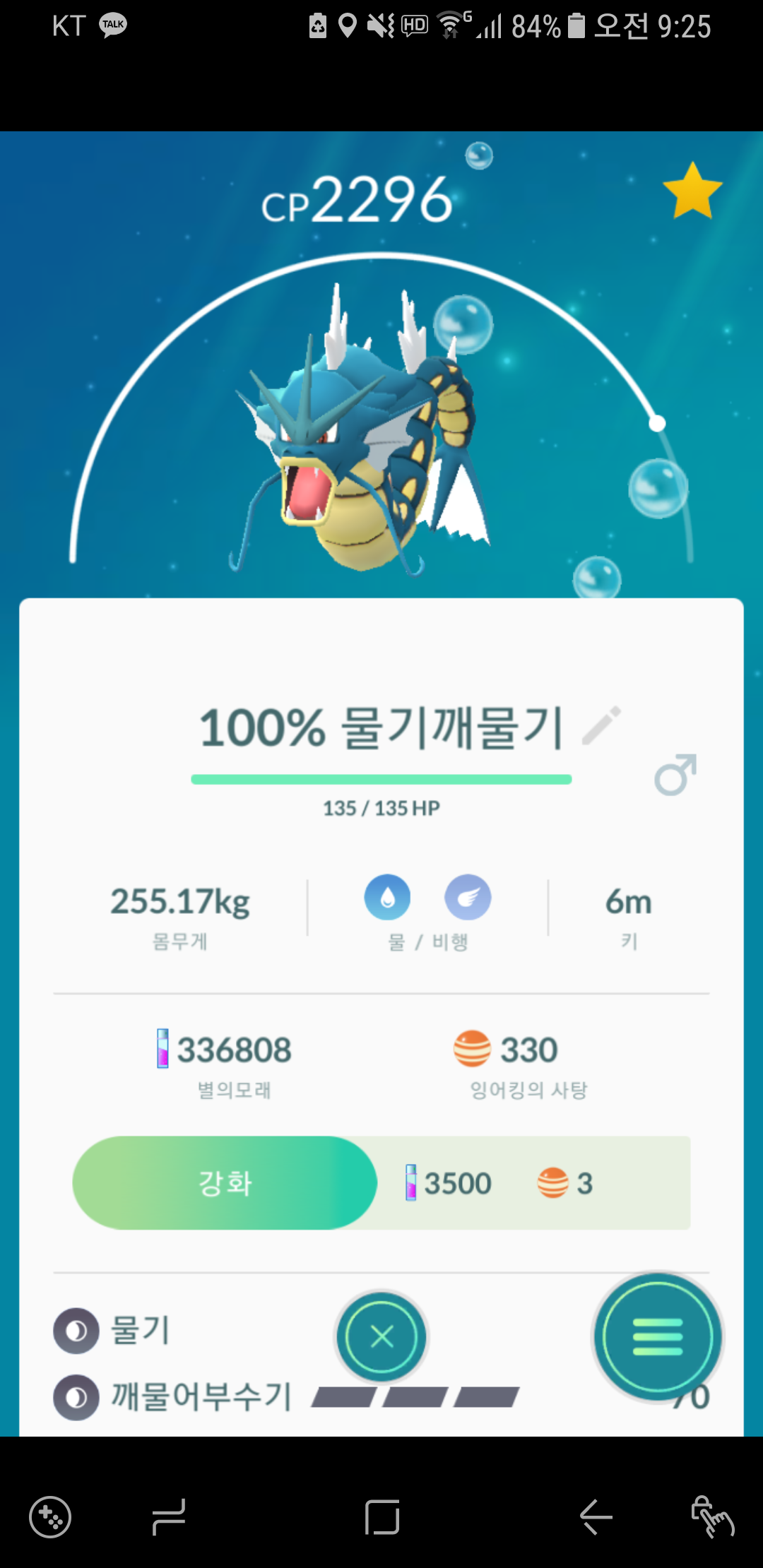 늦었지만 저의 첫 100%포켓몬 갸라도스입니다^^