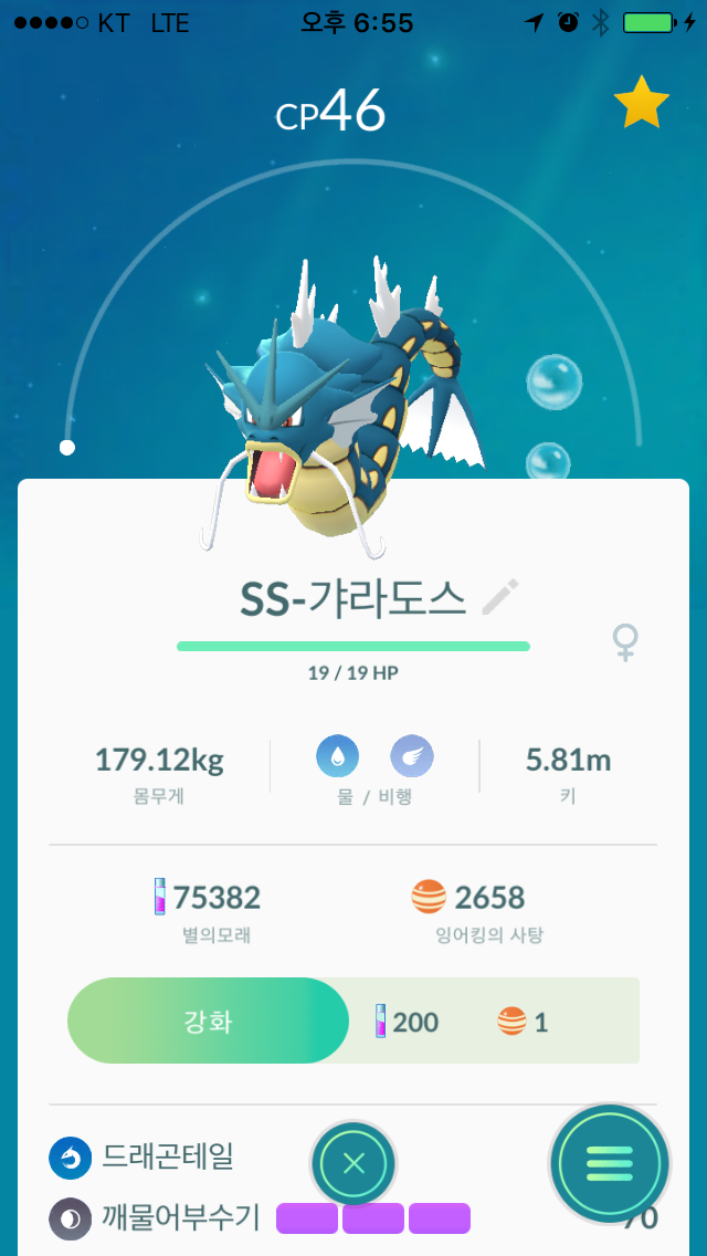 예전에 진화시킨 가라도스인데요...안습인게...