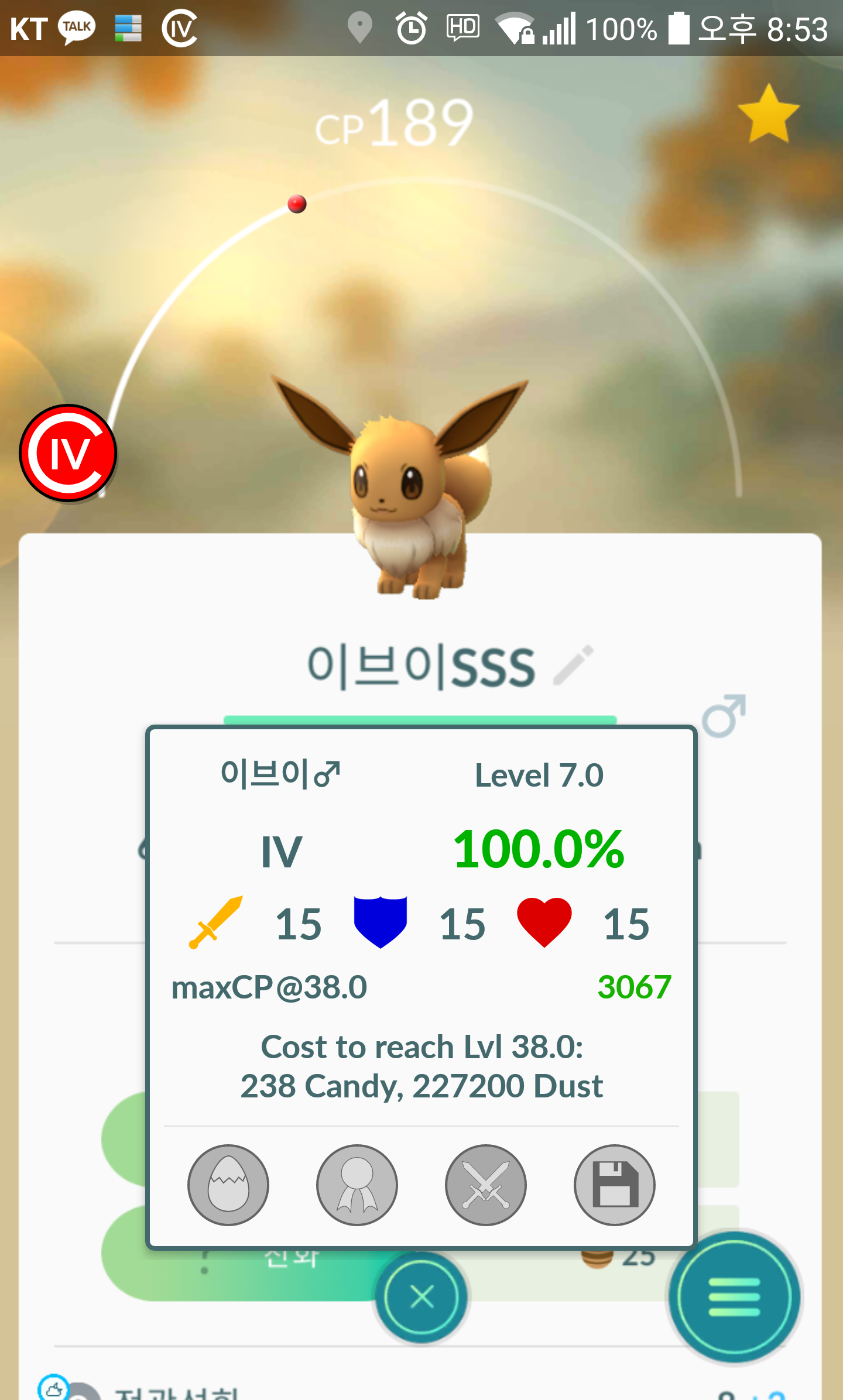 우연히 잡은 100 이브이..렙이 넘...