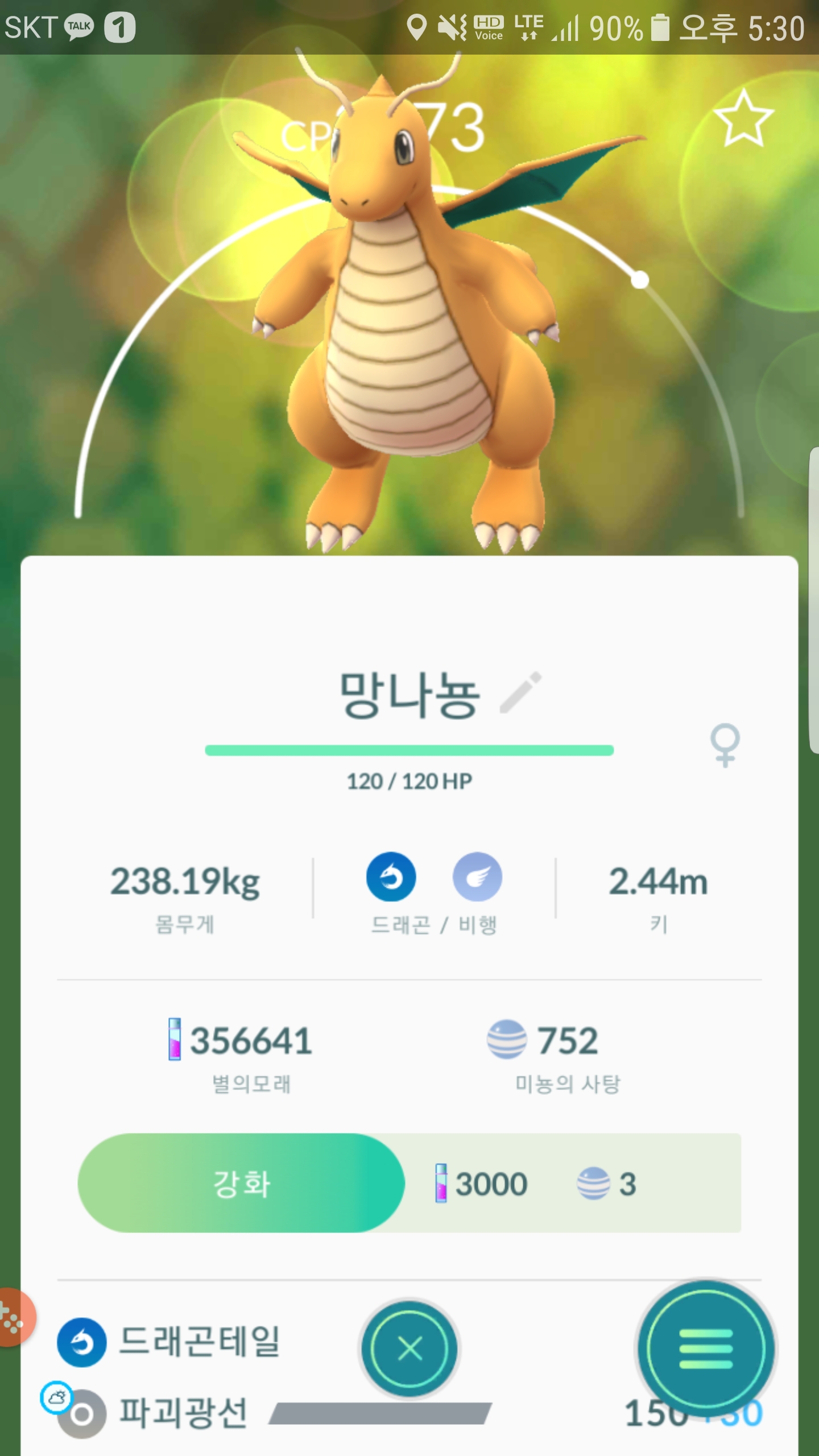 정림동에서 잡은 야생 망나뇽