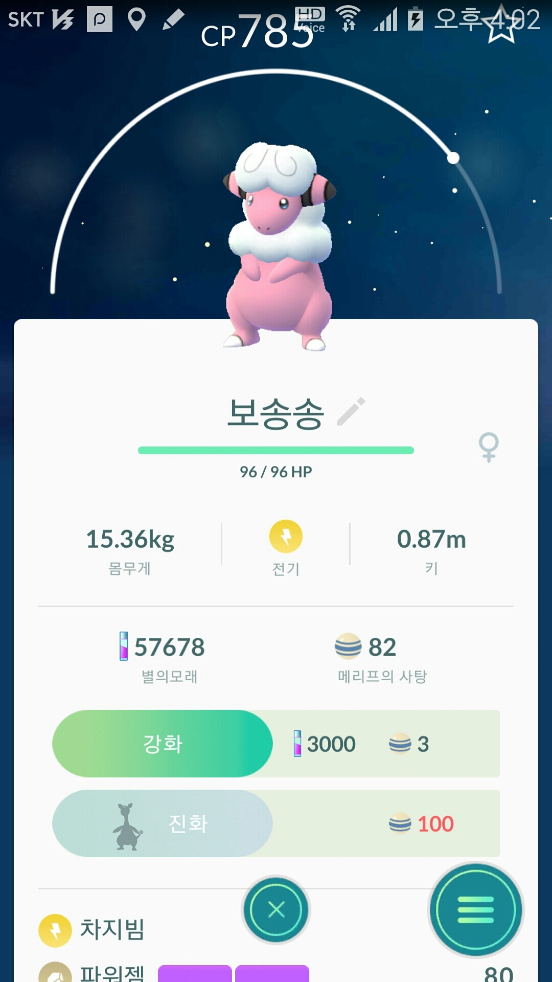 보송송 한마리 파인열매 먹여서 포획