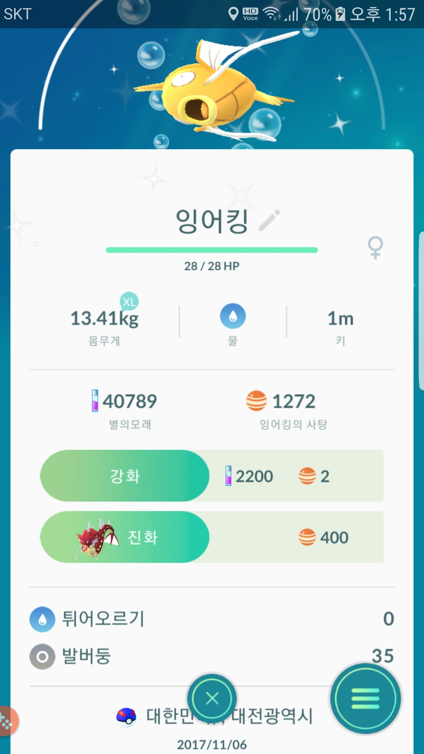 오늘 오잔에 황금잉어킹 운좋게 두마리 잡았네요