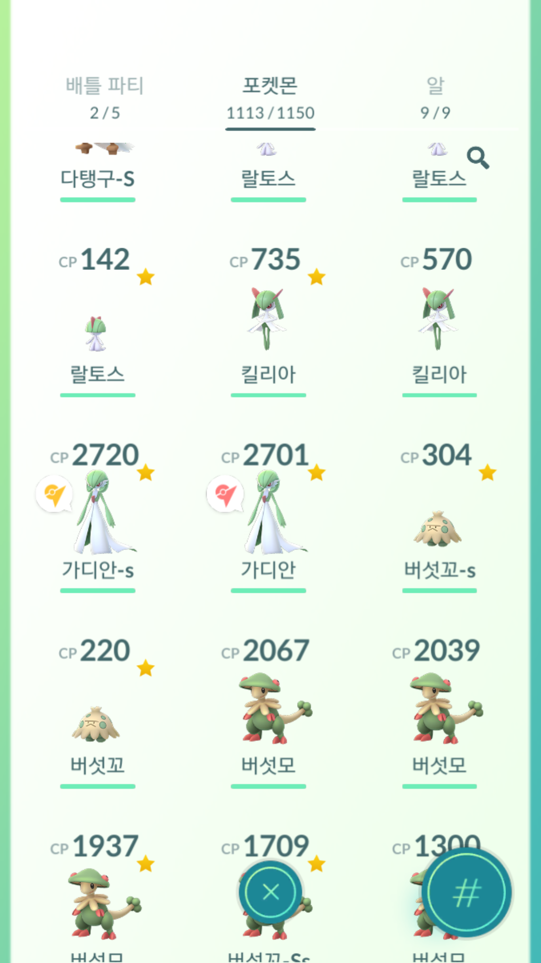 배치 켓몬 좌측상단 표시 색구별?